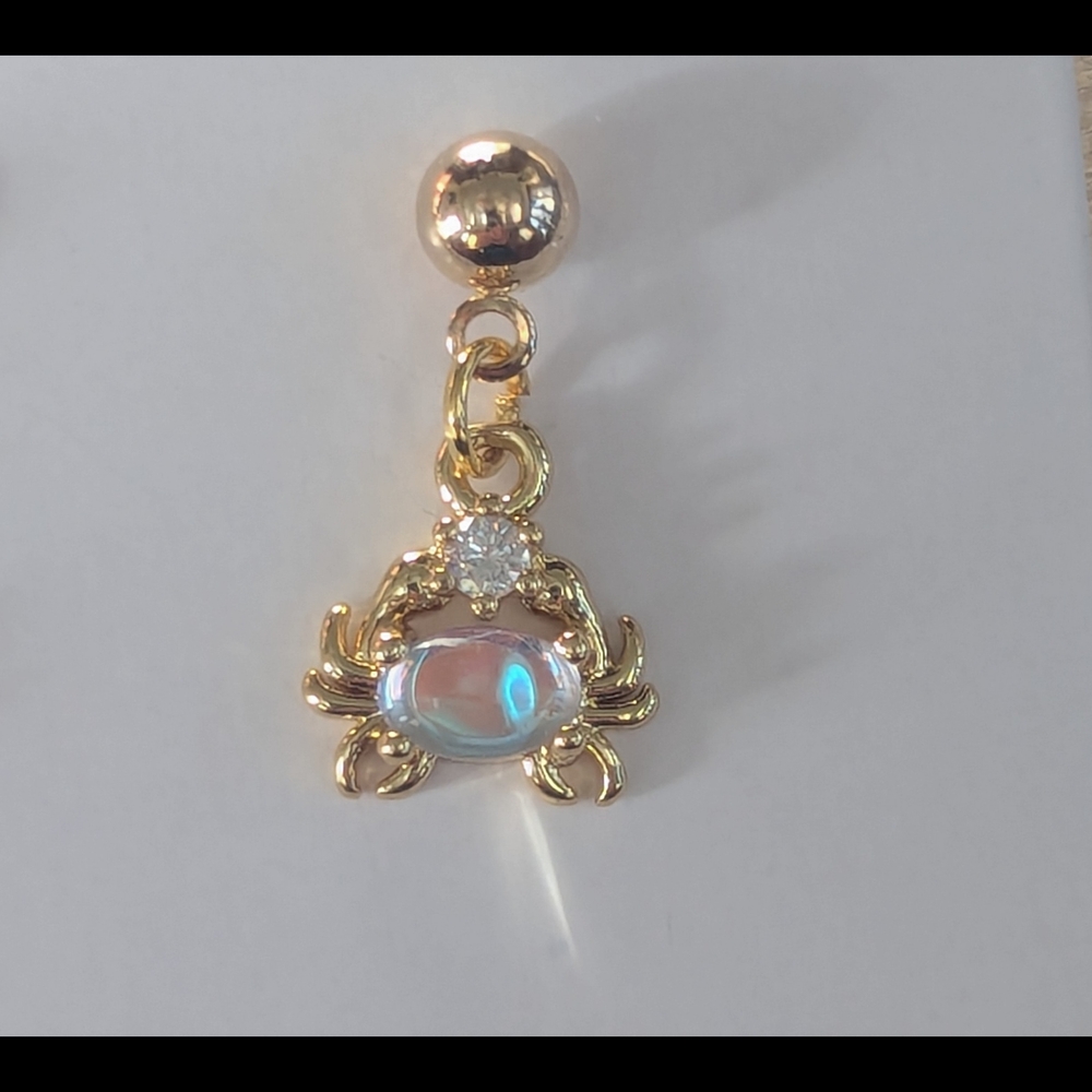 18K Gold Crab Dangle Earrings Gold Plated Zodiac Cancer Sign Crab Drop Earrings
